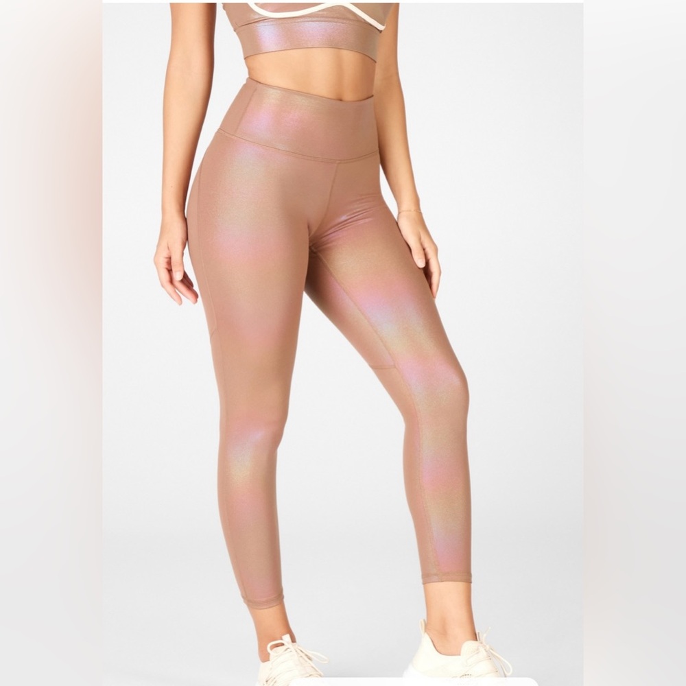 Rare Fabletics Set! Iridescent Luxe Color Mocha - Leggings Sz S & Top Sz L!